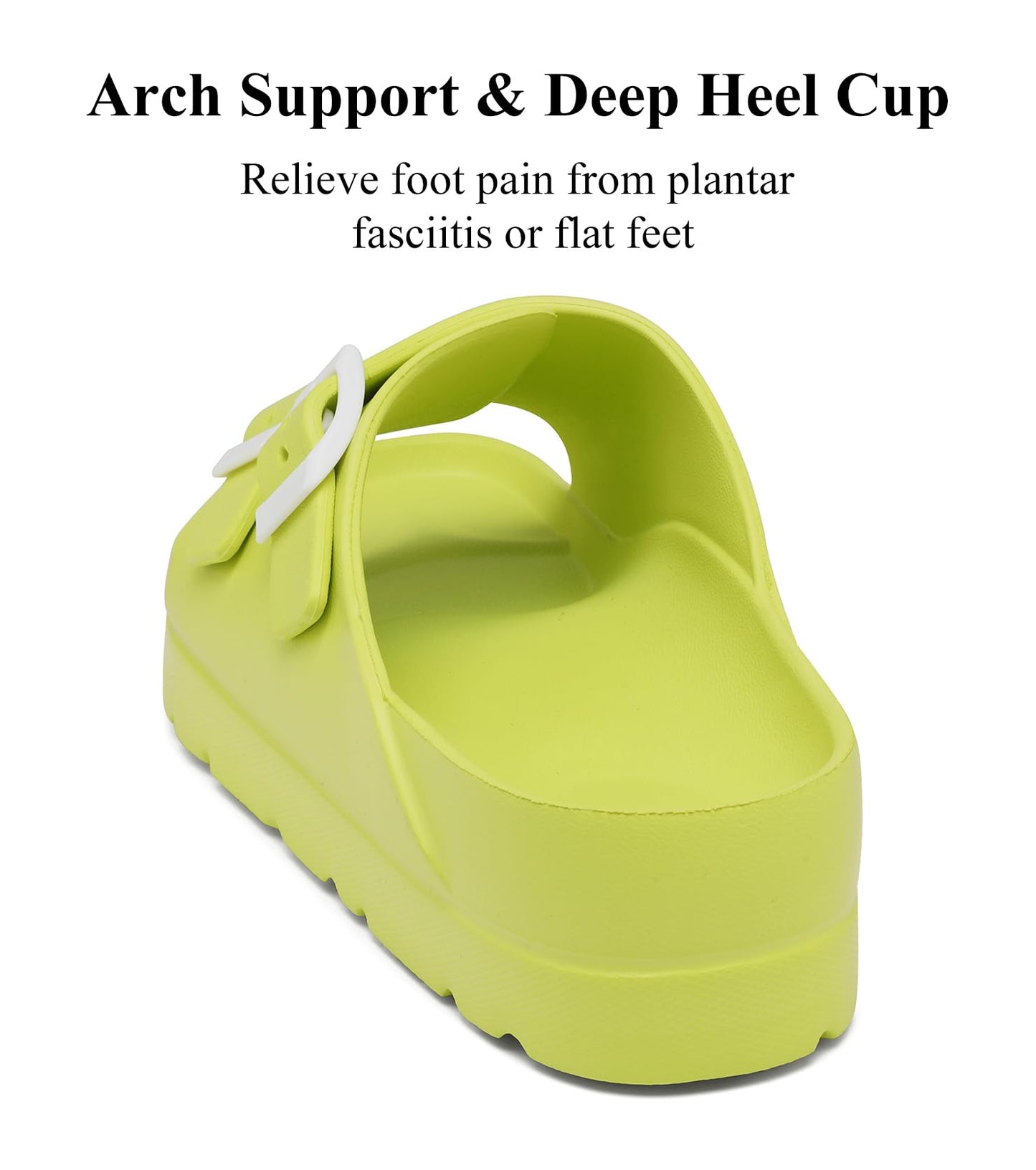 Womens Platform Sandals with Arch Support, Adjustable Buckle Beach Sandal Woman Comfort Lightweight Ultra Cushion EVA Slides