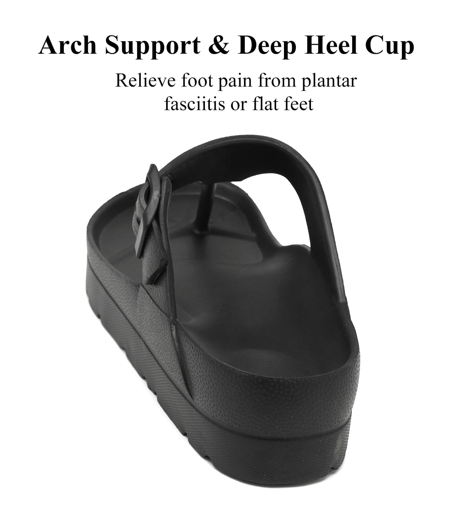 Womens Platform Sandals with Arch Support, Adjustable Buckle Beach Sandal Woman Comfort Lightweight Ultra Cushion EVA Slides