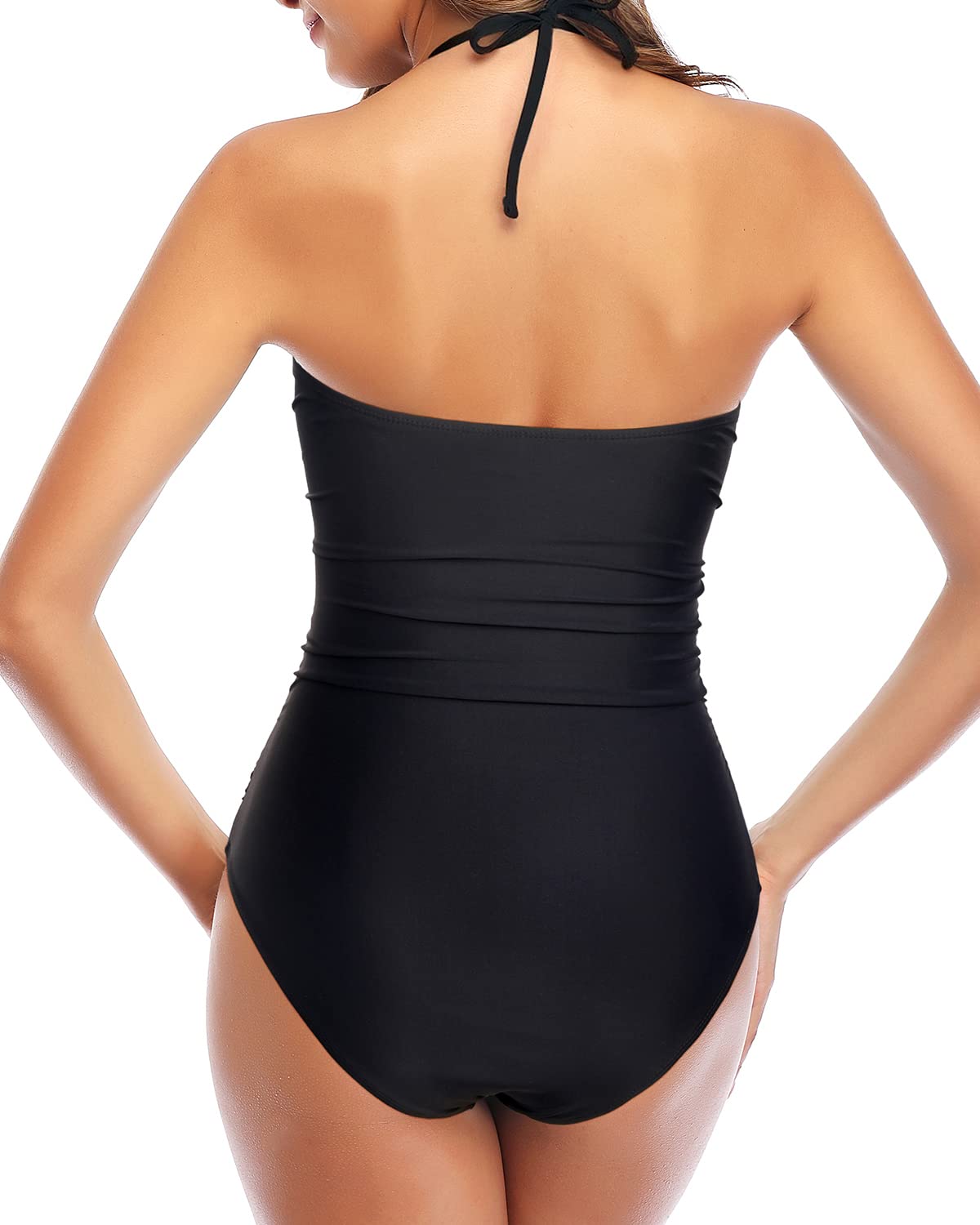 Tempt Me Women Sexy Cutout One Piece Swimsuits Tummy Control High Waisted Halter Front Tie Knot Bathing Suit