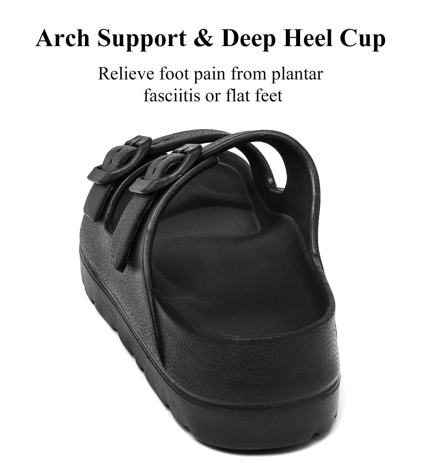 Womens Platform Sandals with Arch Support, Adjustable Buckle Beach Sandal Woman Comfort Lightweight Ultra Cushion EVA Slides