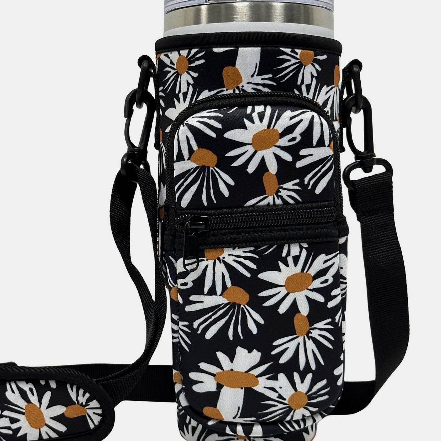 Printed Insulated Tumbler Cup Sleeve With Adjustable Shoulder Strap