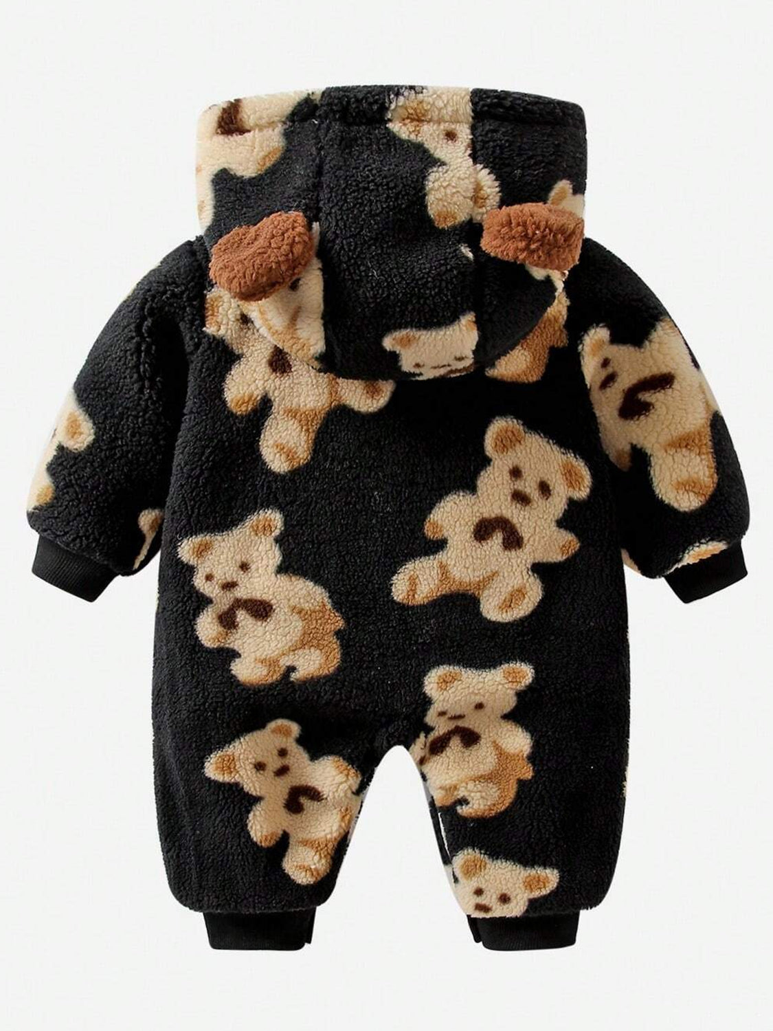 Teddy Bear Zip-Up Long-Sleeve Hooded Cozy Winter Jumpsuit for Baby/Toddler